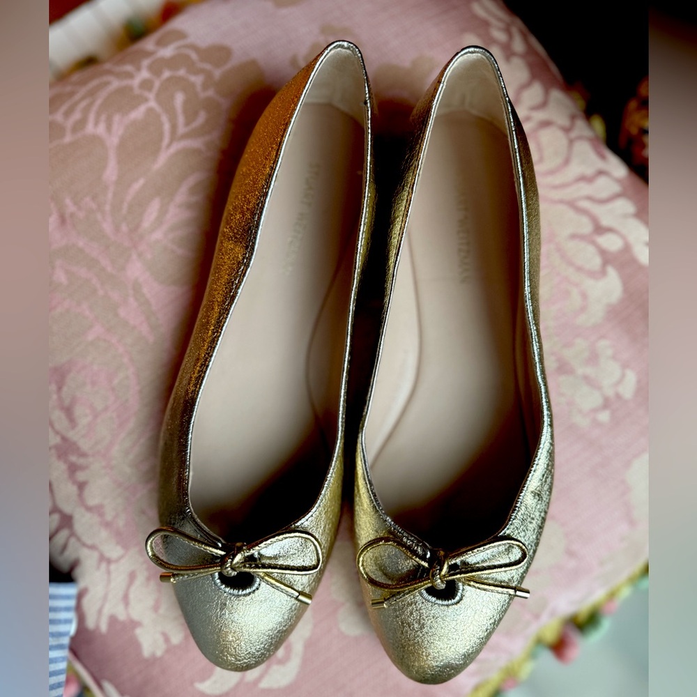 Stuart Weitzman gold ballerina flats size 7 NWT